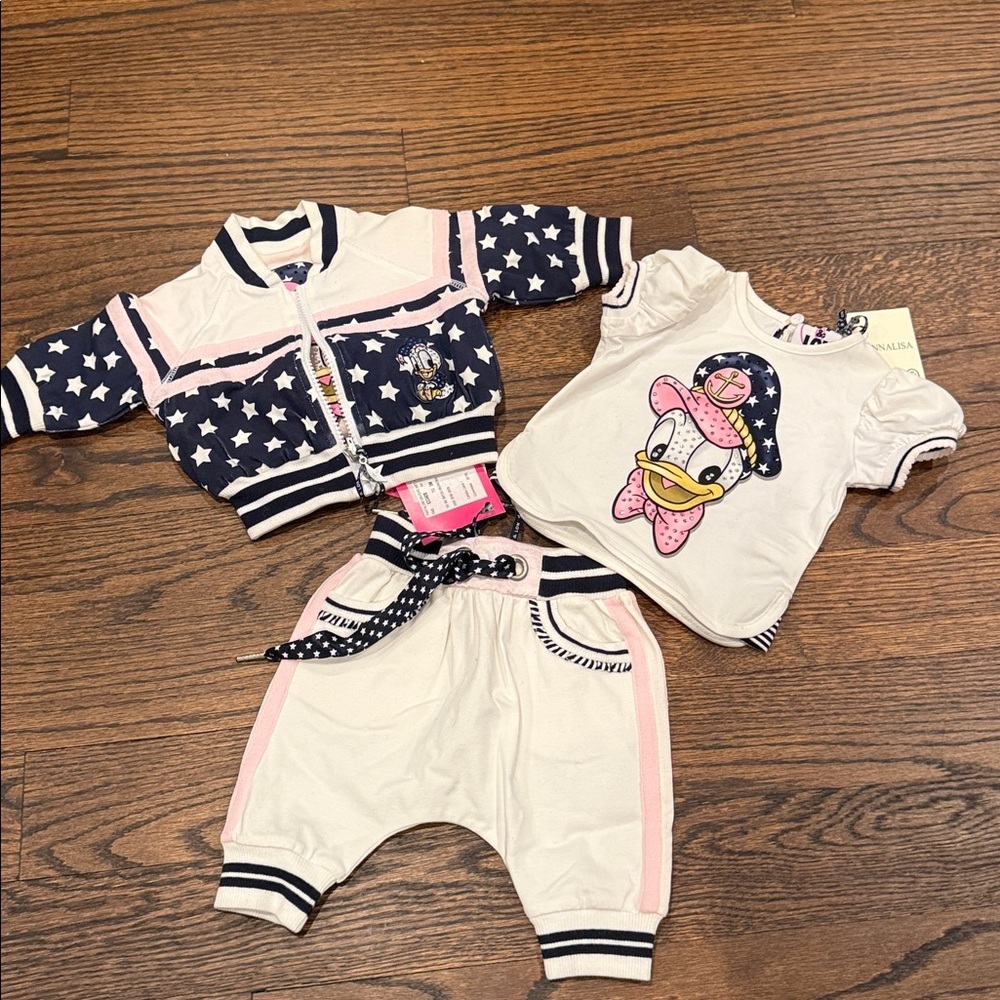Monnalisa NY & Lon Baby Girl 3-Piece Disney Daisy Duck Outfit 3M